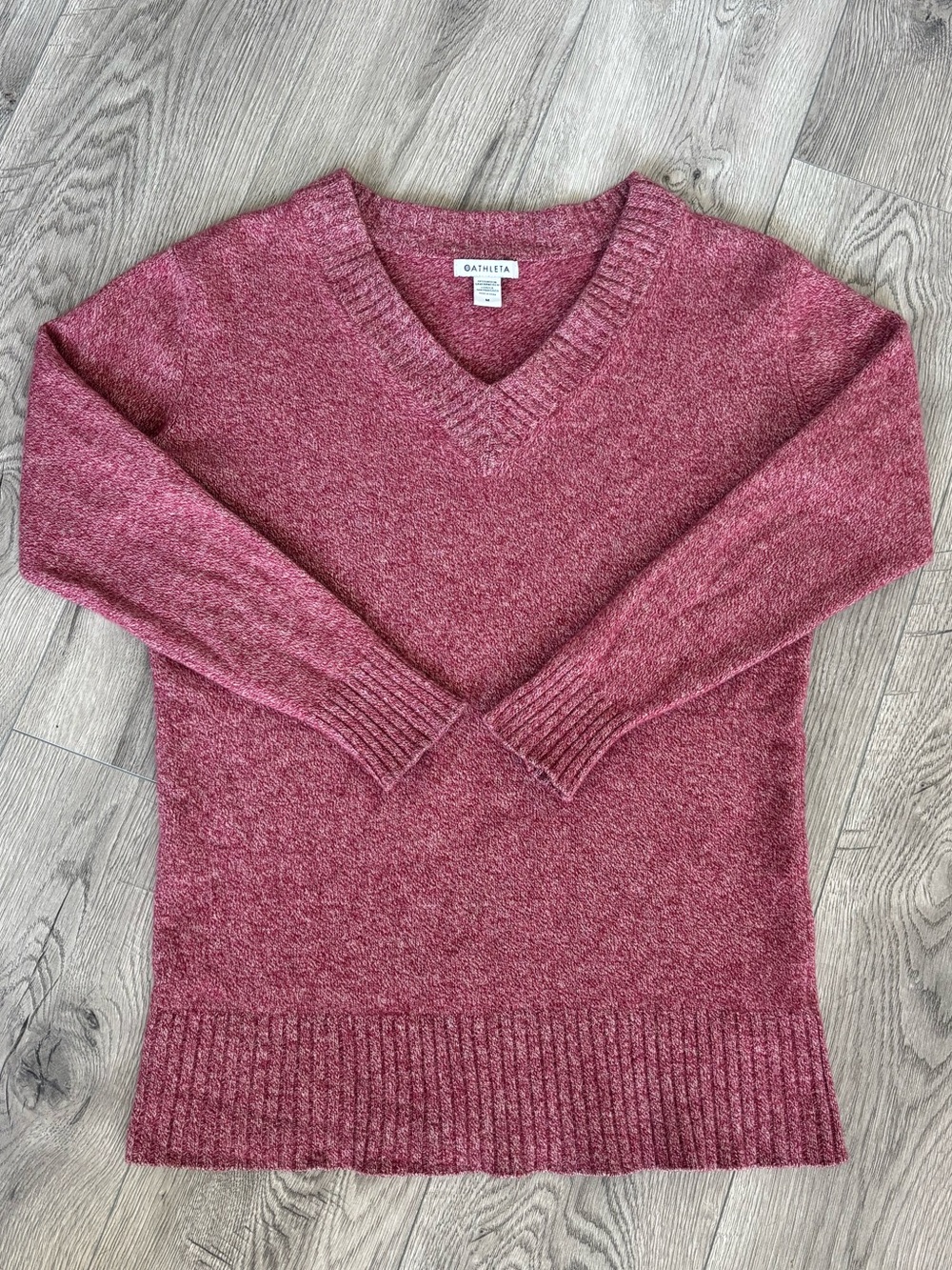 Athleta V-Neck Heathered Red/Pink Sweater - Women's size Medium